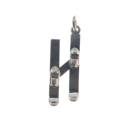 ART'S ELEGANCE 925 Sterling Silver Vintage Skiing Minimalist Charm Pendant
