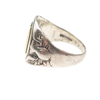 925 Sterling Silver 2-Tone Antique WWII US Army Eagle Oxidized Ring Size 10