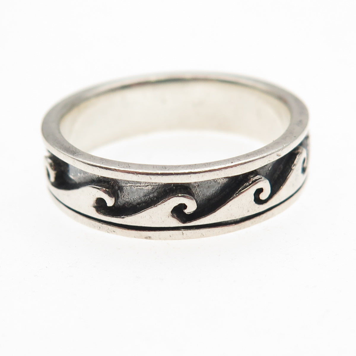 Chapal Zenray 925 Sterling Silver Vintage Wave Oxidized Band Ring Size 9.25