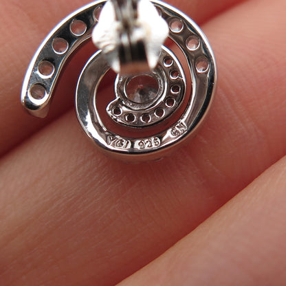 925 Sterling Silver Round-Cut C Z Spiral Stud Earrings