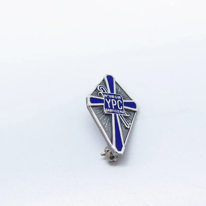925 Sterling Silver Vintage Enamel YPC Garfield NJ Cross Pin