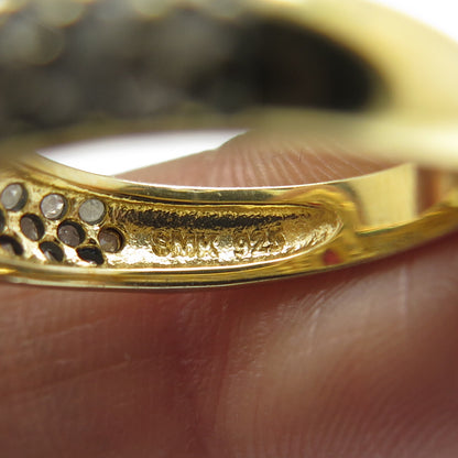 925 Sterling Silver Gold Plated Diamond & Marquis-Cut Ruby Gem Ring Size 6.25