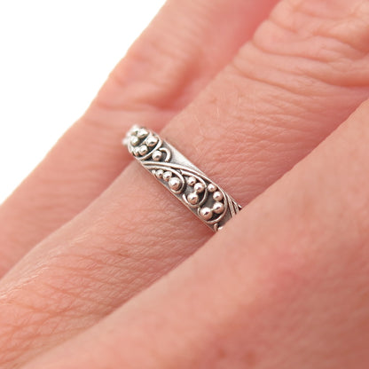 Lois Hill 925 Sterling Silver Vintage Granulated Scroll Band Ring Size 7.25