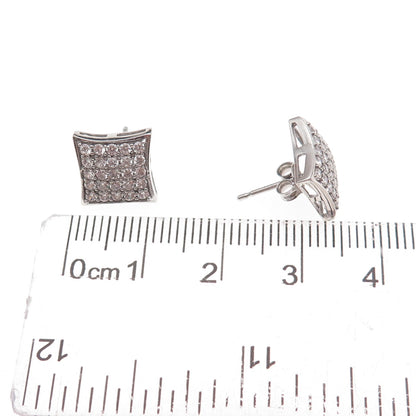 925 Sterling Silver Round-Cut C Z Stud Earrings