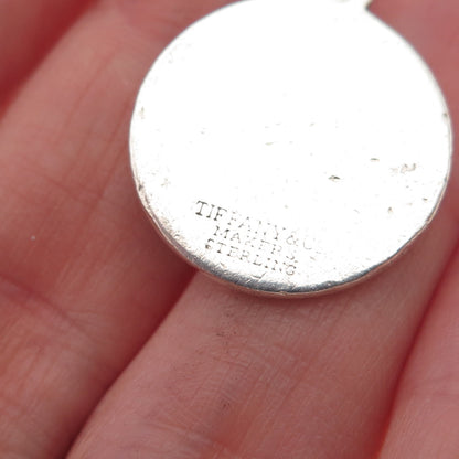 Tiffany & Co. 925 Sterling Silver Vintage Bluetooth Logo Round Tag Charm Pendant