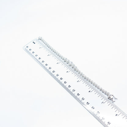 925 Sterling Silver C Z Tennis Link Bracelet 6.75"