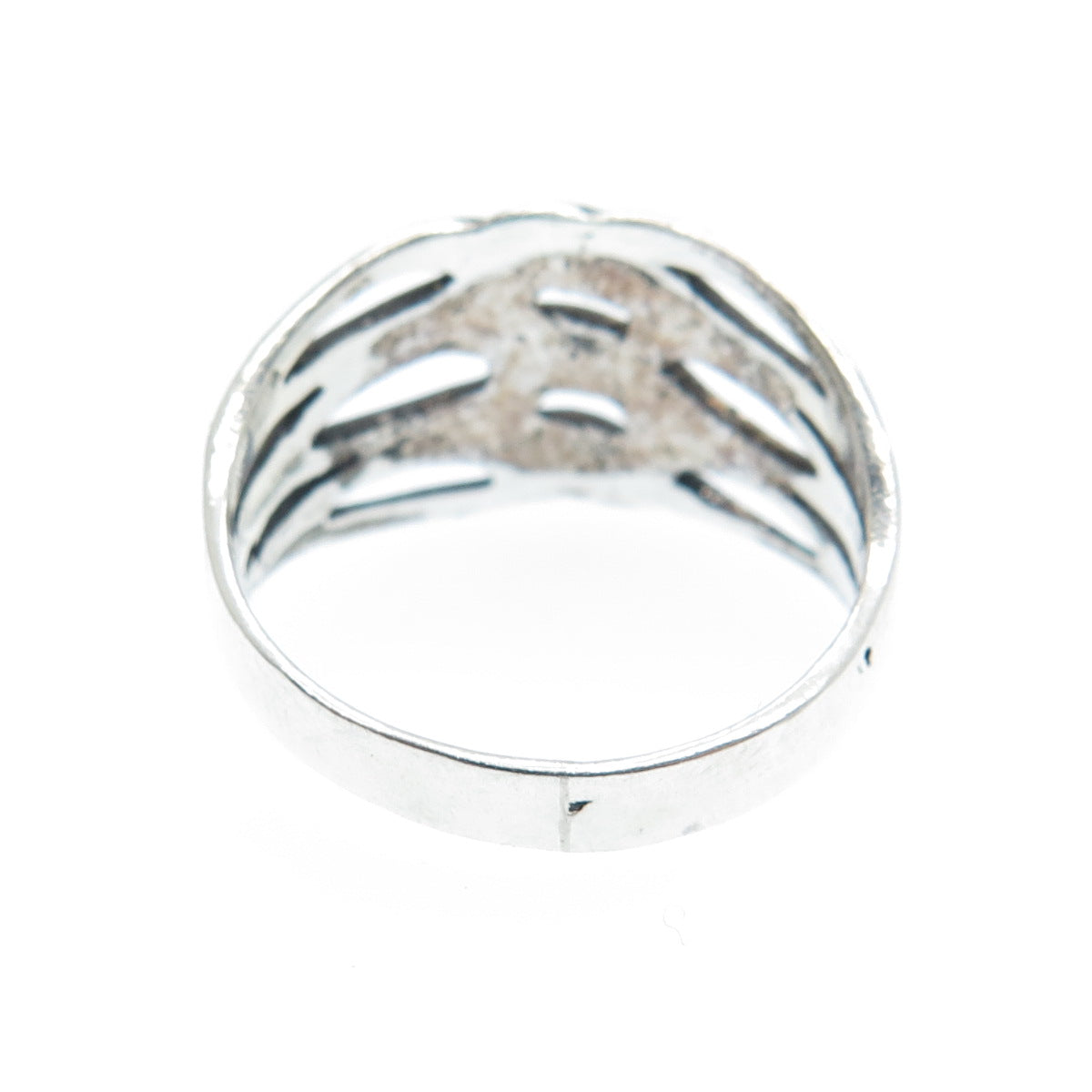 925 Sterling Silver Vintage Modernist Twisted Wavy Oxidized Ring Size 6.25