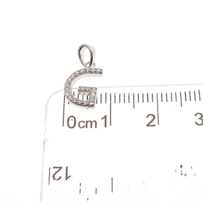 925 Sterling Silver Round-Cut C Z Letter G Initial Mini Charm Pendant