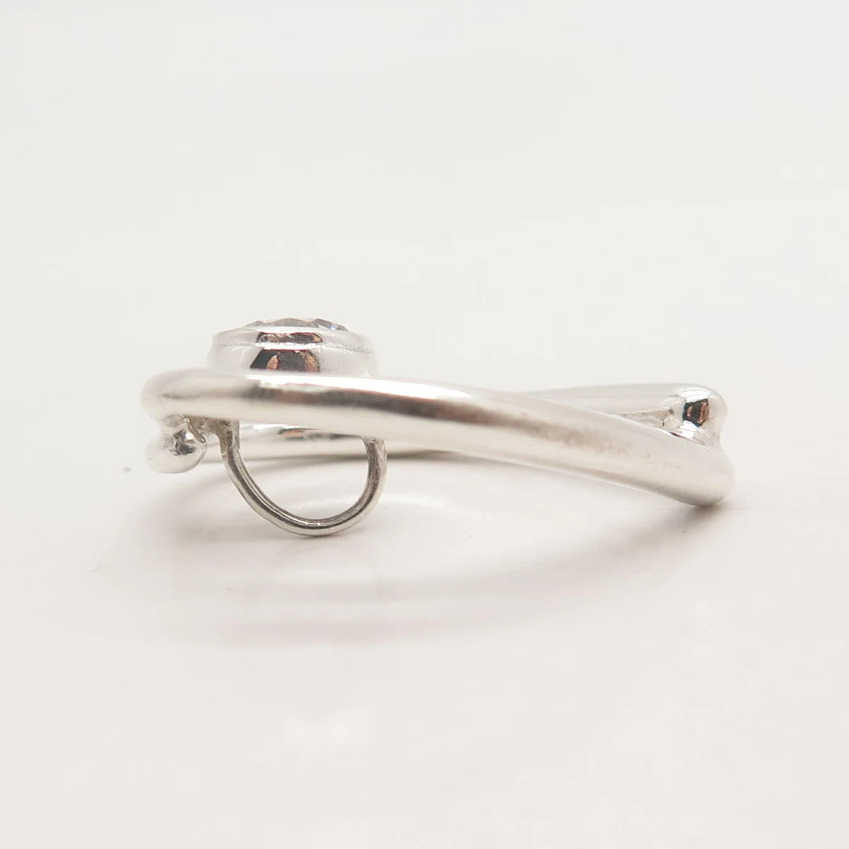 925 Sterling Silver Vintage C Z Heart Slide Pendant