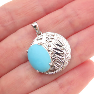 925 Sterling Silver Real Turquoise Floral Charm Pendant