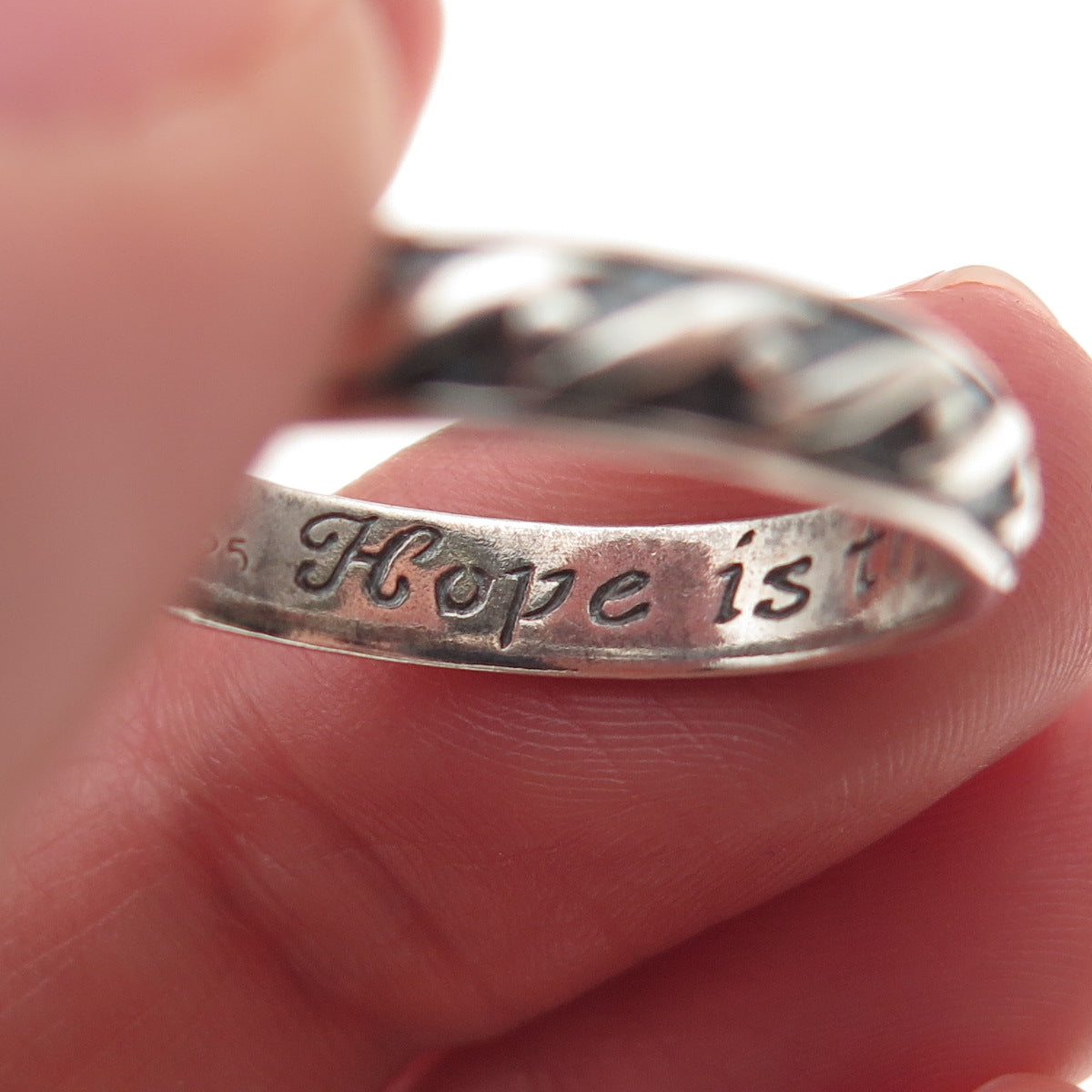 Laurel Elliot Sterling Silver Vintage Hope is The Life of Love Band Ring Size 9