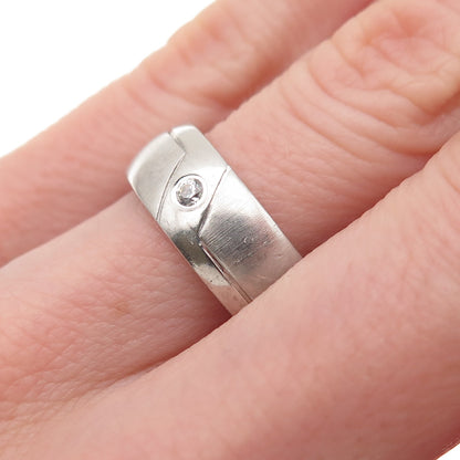 Cilor 925 Sterling Silver Round-Cut C Z Band Ring Size 6