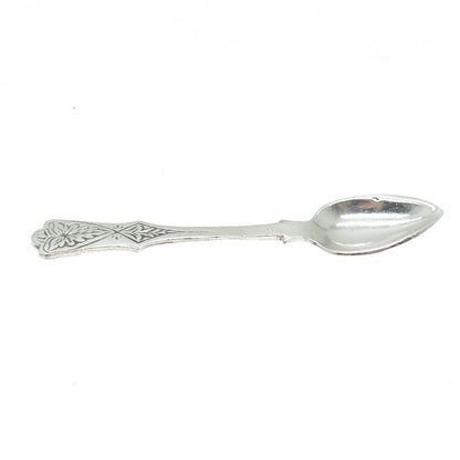 925 Sterling Silver Antique Art Deco Engraved Salt & Spices Spoon