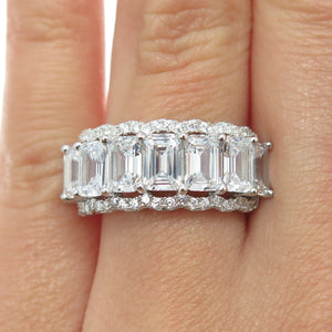 925 Sterling Silver Radiant & Round-Cut Shaped C Z Ring Size 7.25