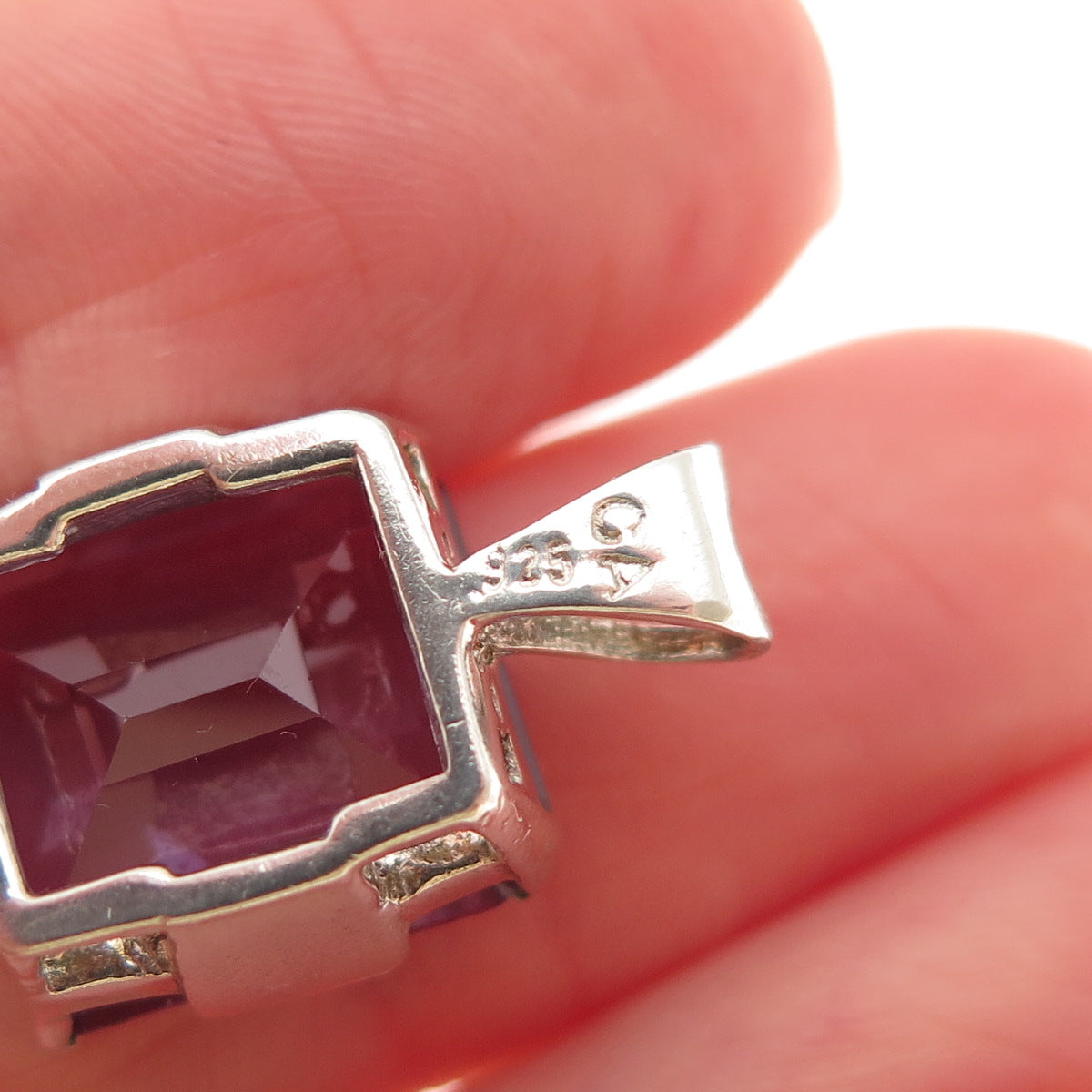 925 Sterling Silver Vintage Lab-Created Peacock Sapphire Mini Charm Pendant
