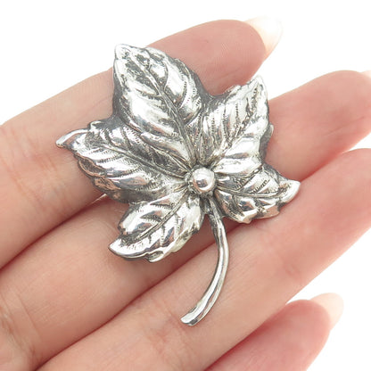 925 Sterling Silver Antique Art Deco Leaf Floral Pin Brooch