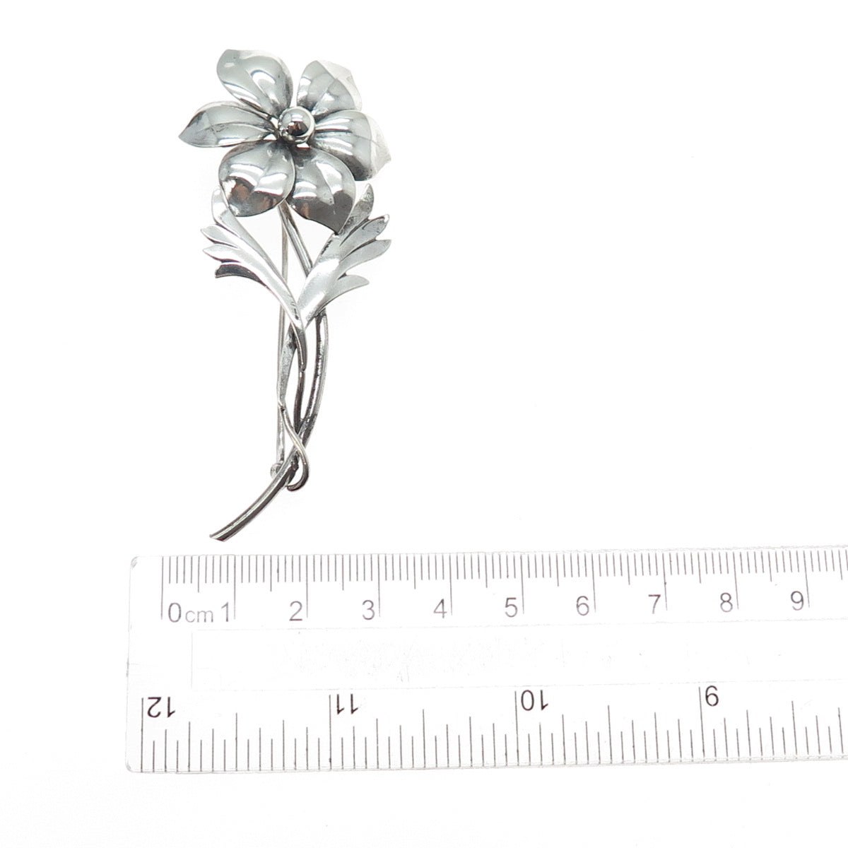 Harry S. Bick 925 Sterling Silver Antique Art Deco Flower Oxidized Pin Brooch