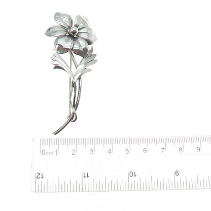 Harry S. Bick 925 Sterling Silver Antique Art Deco Flower Oxidized Pin Brooch