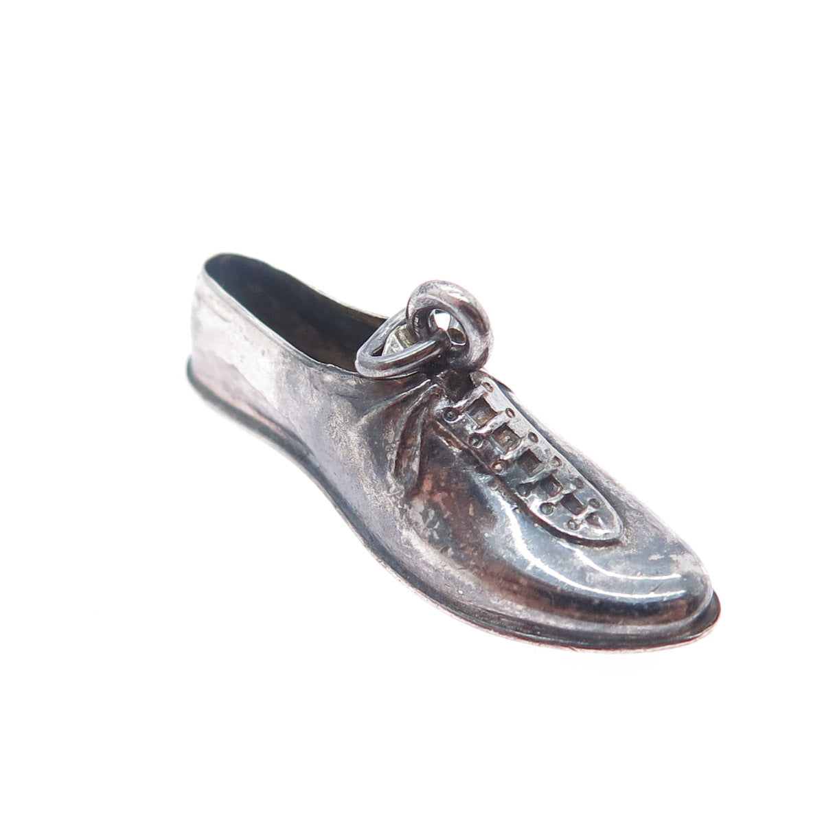 925 Sterling Silver Vintage Golf Shoe Oxidized 3D Charm Pendant