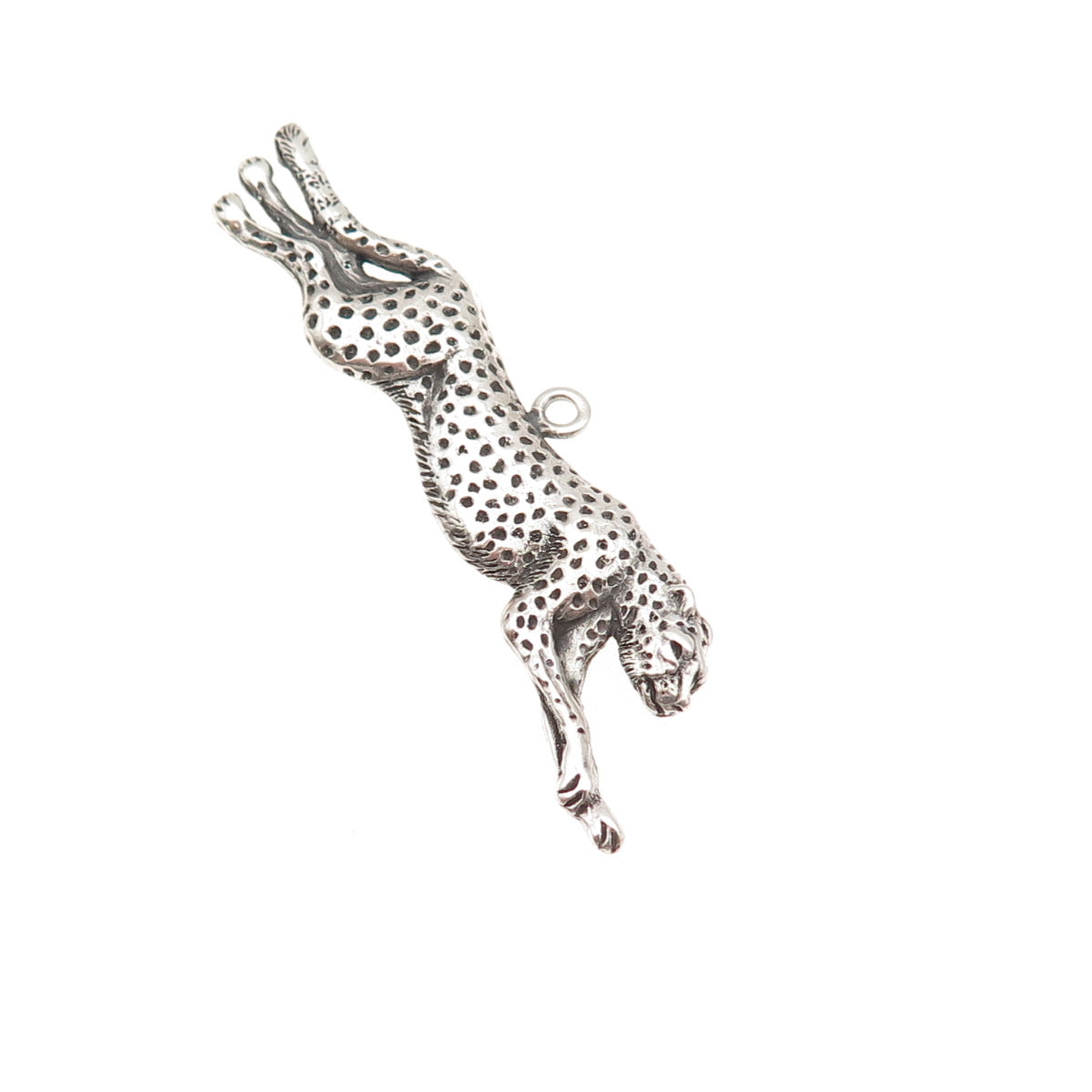 Rebecca Ward 925 Sterling Silver Vintage Running Cheetah Oxidized Charm Pendant