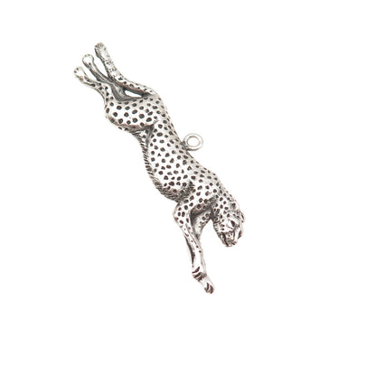 Rebecca Ward 925 Sterling Silver Vintage Running Cheetah Oxidized Charm Pendant