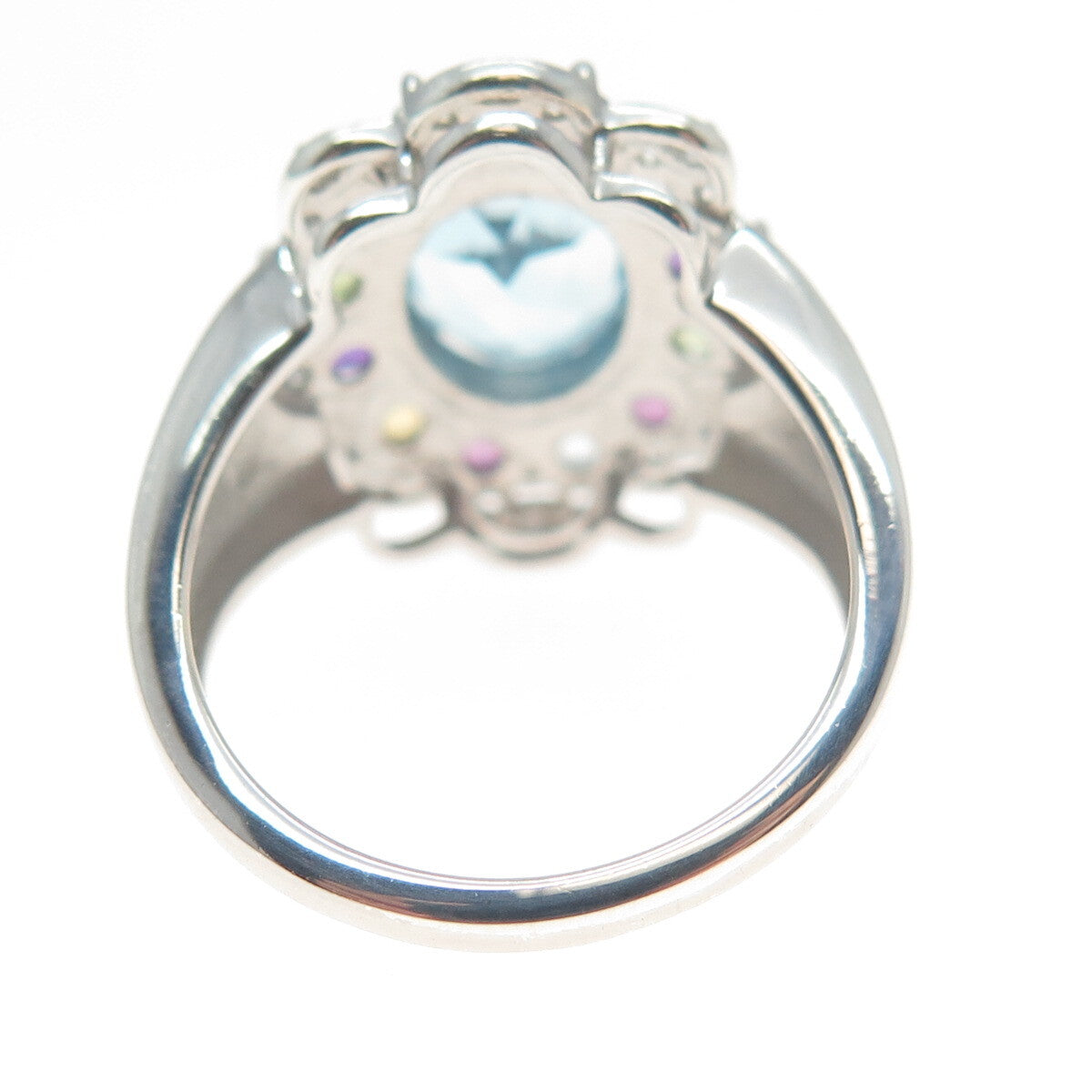 925 Sterling Silver Real Topaz Amethyst Peridot Citrine & Tourmaline Ring Size 7
