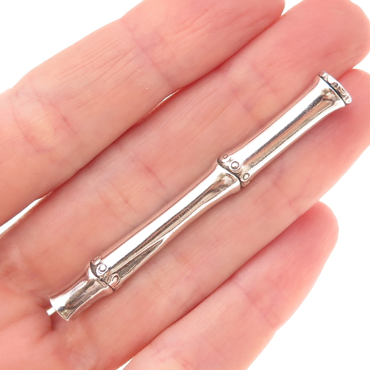 John Hardy 925 Sterling Silver Vintage Bamboo Bar Oxidized Pin Brooch