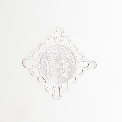 CROWN 925 Sterling Silver Vintage Happy Birthday Charm Pendant