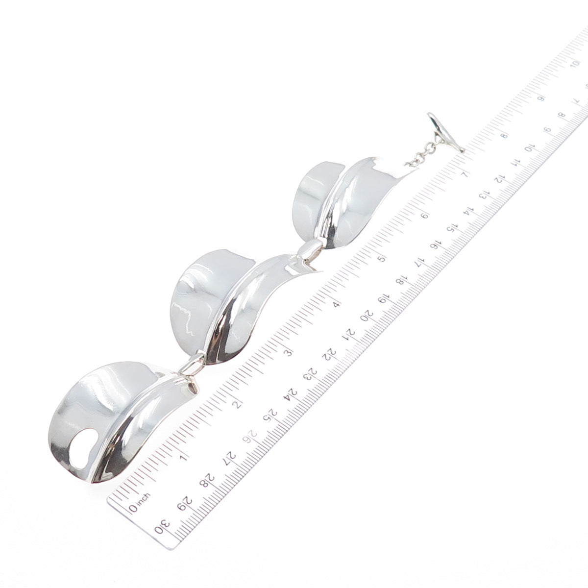 925 Sterling Silver Vintage RGN Modernist Panel Link Bracelet 7.5"