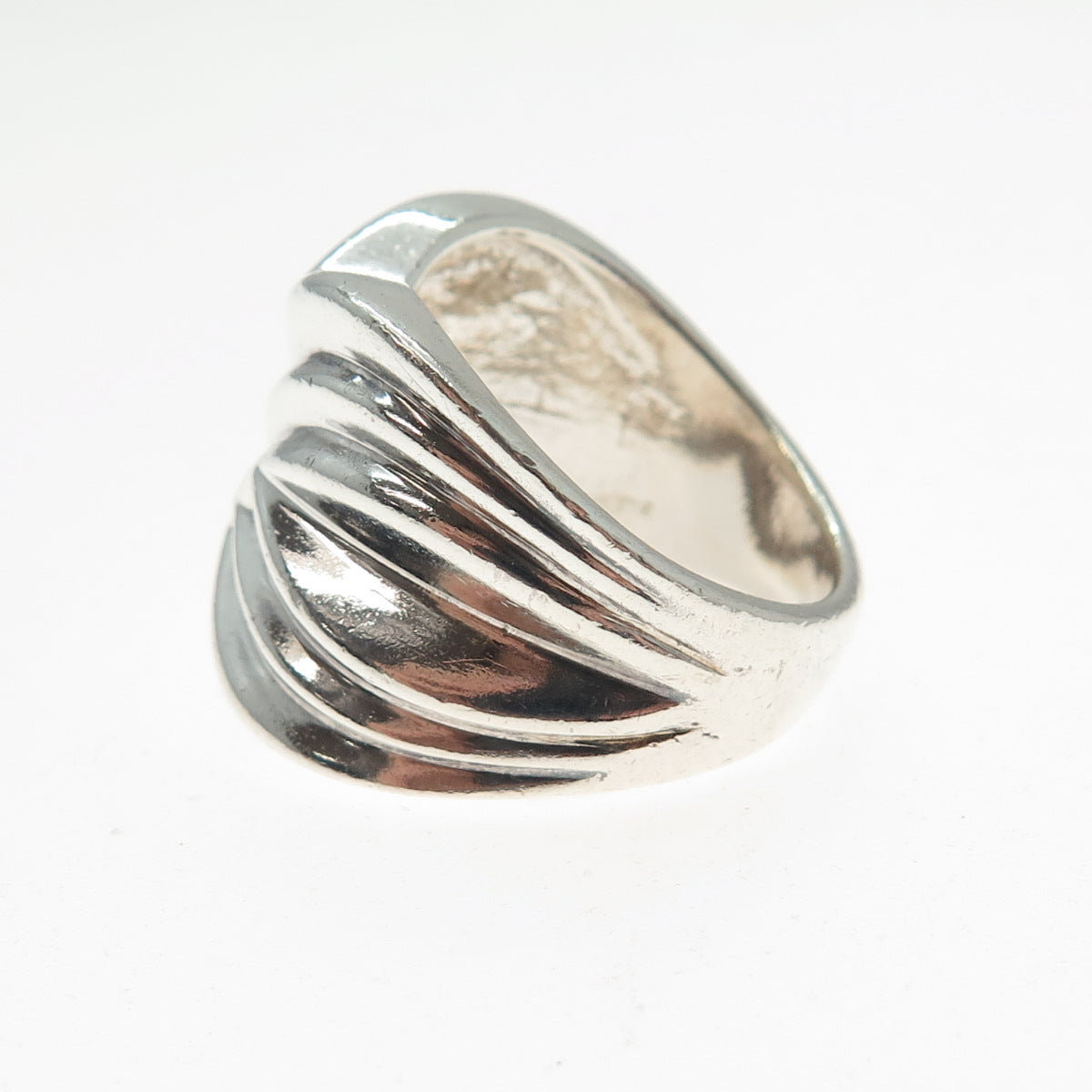 CHAPAL ZENRAY 925 Sterling Silver Vintage Modernist Crisscross Ring Size 7.5