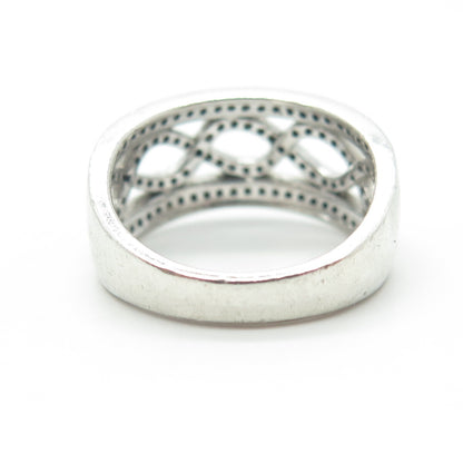 925 Sterling Silver White C Z Heartbeat Wave Ring Size 6.25