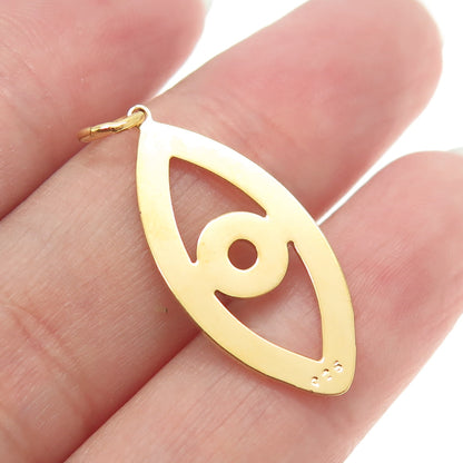 925 Sterling Silver Gold Plated Eye Symbol Amulet Charm Pendant