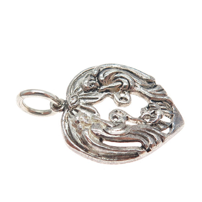 TRU BELIEVERS 925 Sterling Vintage Reflection of Christ Heart w/ Angels Pendant