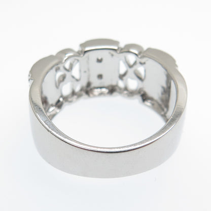 925 Sterling Silver Real Diamond Accent Ornate Ring Size 8.25