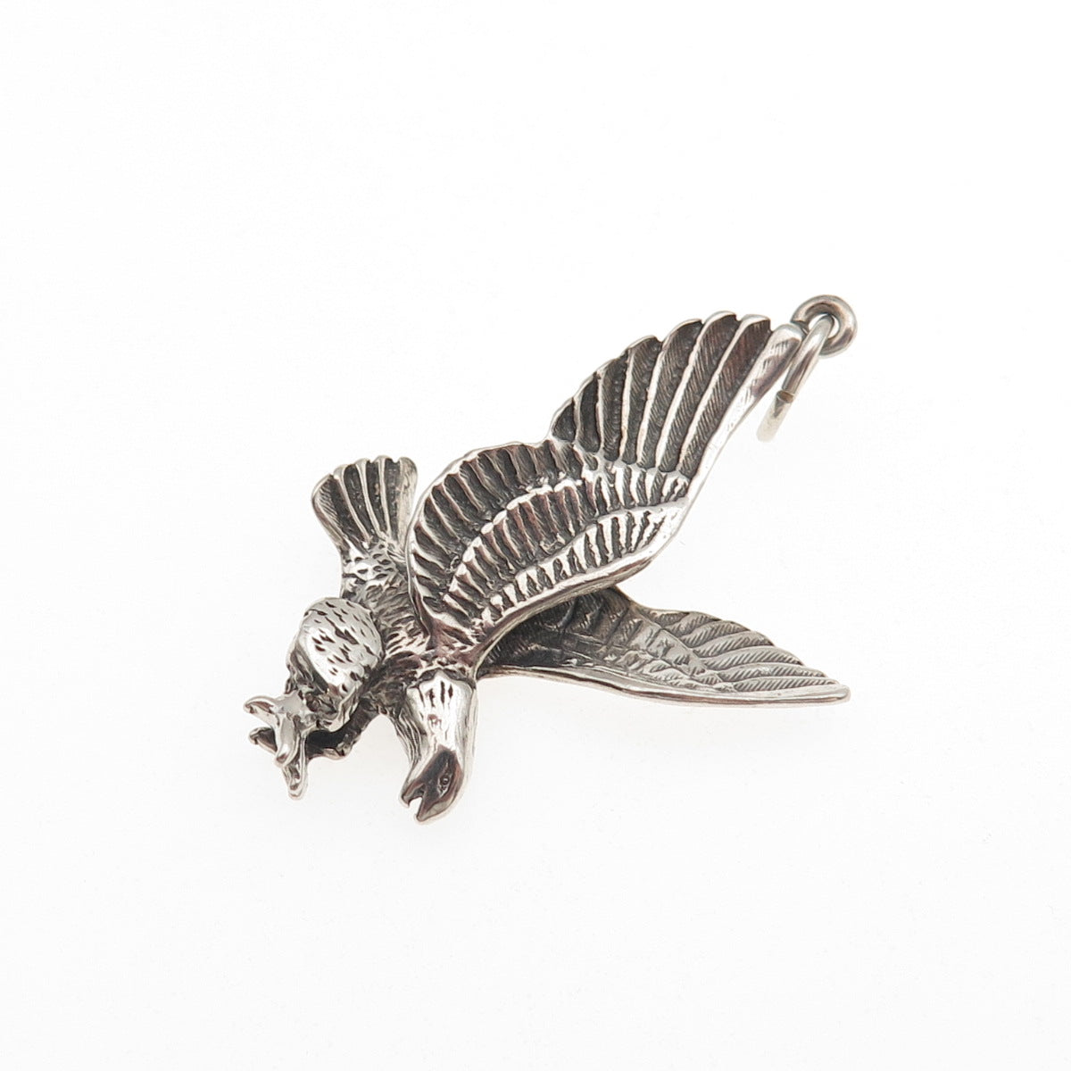 925 Sterling Silver Vintage Eagle Oxidized Charm Pendant