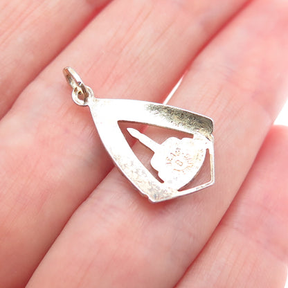BEAU 925 Sterling Silver Gold Plated Vintage Happy Birthday Minimalist Pendant