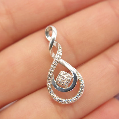 925 Sterling Silver Real Diamond Slide Pendant
