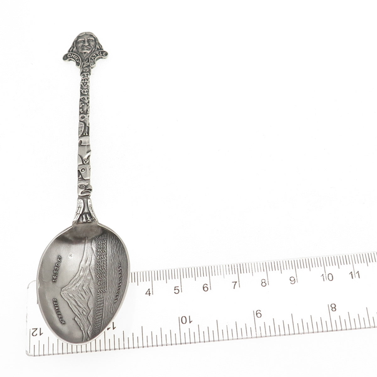 925 Sterling Antique Art Deco Pioneer Square Totem Pole Seattle Coffee Spoon