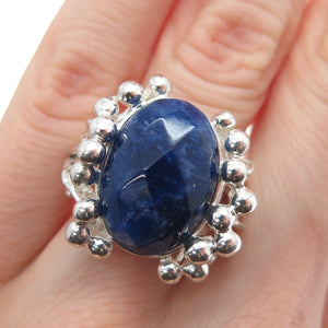 RIDER 950 Silver Vintage Real Sodalite Modernist Ring Size 6
