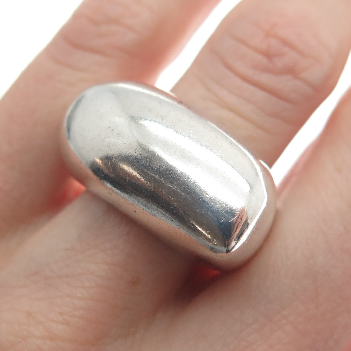 925 Sterling Silver Vintage Smooth Domed Ring Size 7.25