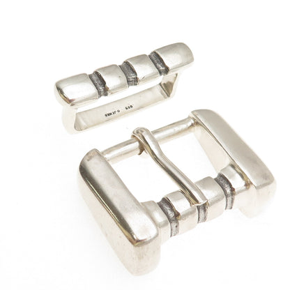 Lisa Jenks 925 Sterling Silver Vintage Modernist Belt Buckle & Loop