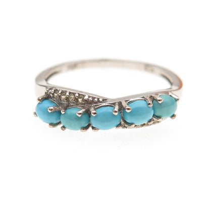 Chuck Clemency 925 Sterling Silver Real Turquoise & Peridot Wavy Ring Size 9