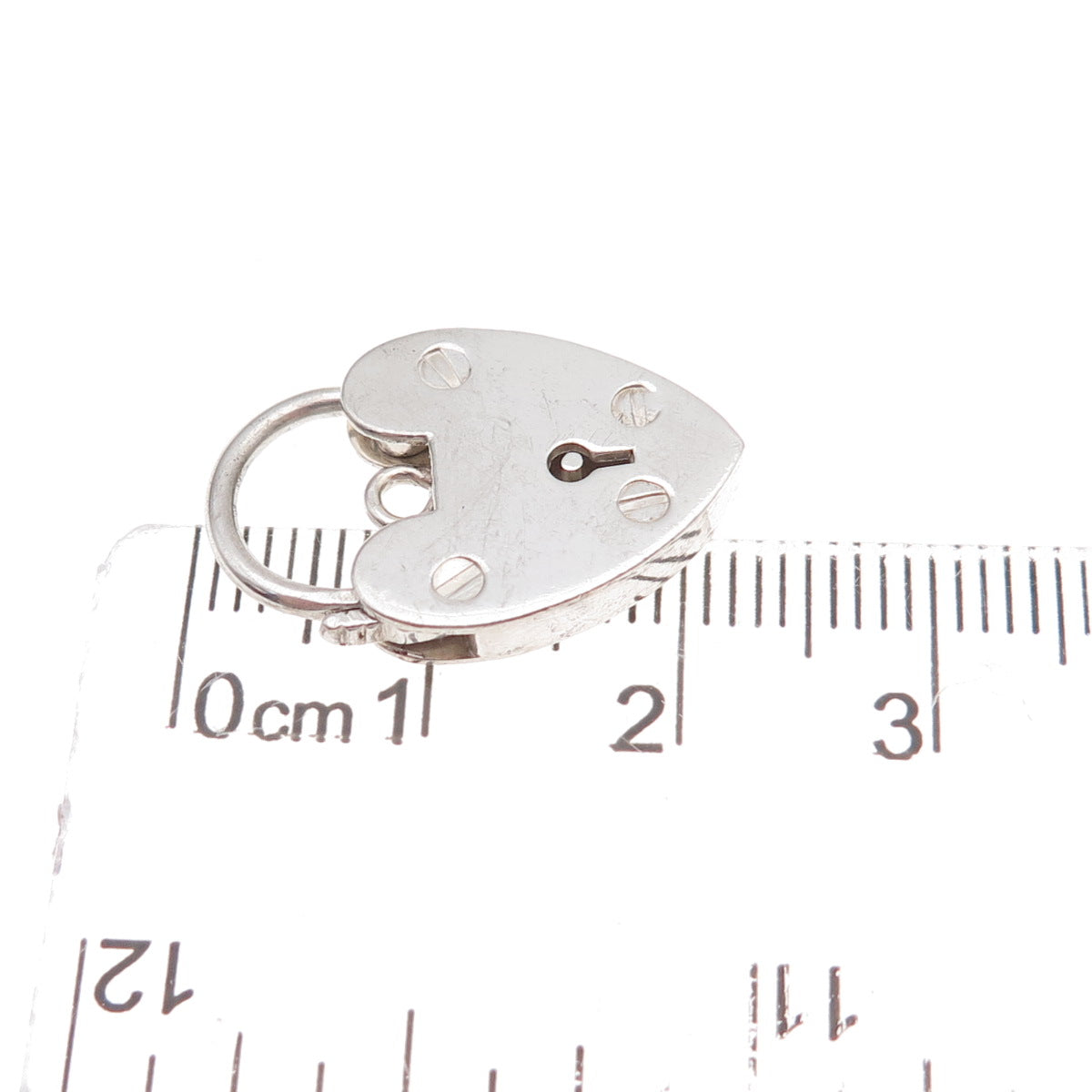 925 Sterling Silver Vintage Heart Padlock Clasp Charm Pendant