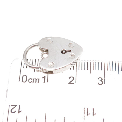 925 Sterling Silver Vintage Heart Padlock Clasp Charm Pendant