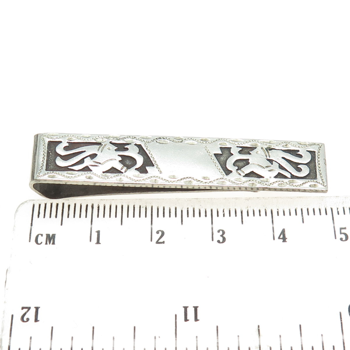 900 Silver Vintage Guatemala Tribal Warrior Oxidized Tie Clip