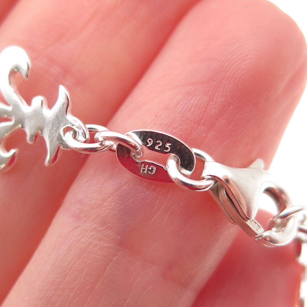 925 Sterling Silver Vintage Fleur de Lis Link Bracelet 7.25"