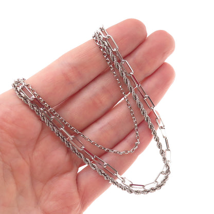 925 Sterling Silver Italy Multi-Chain Necklace 16"