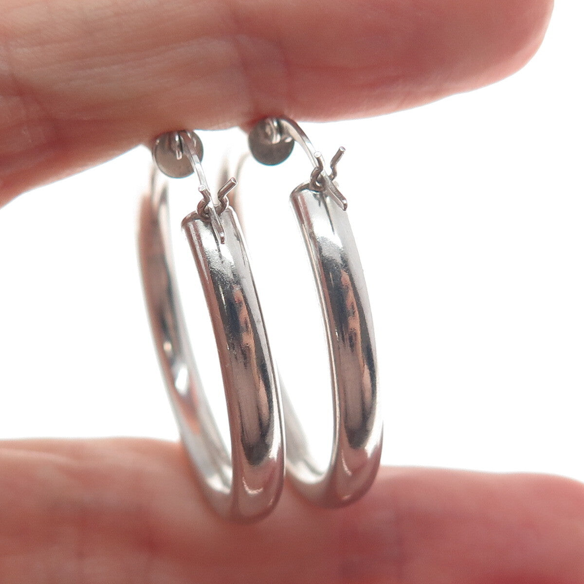 925 Sterling Silver Tube Hoop Earrings