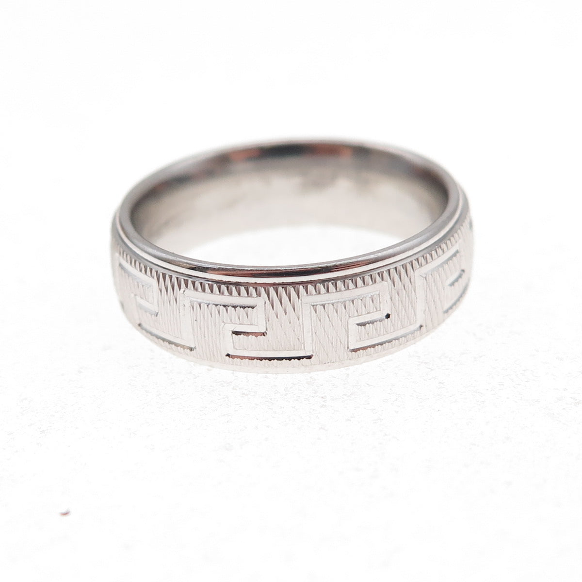 925 Sterling Silver Greek Key Band Ring Size 6.25