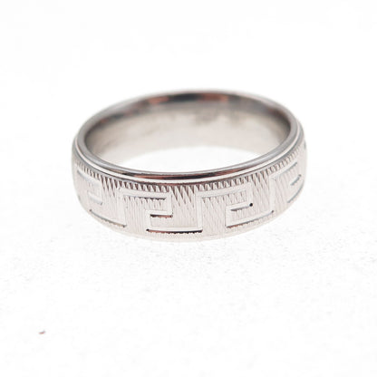 925 Sterling Silver Greek Key Band Ring Size 6.25